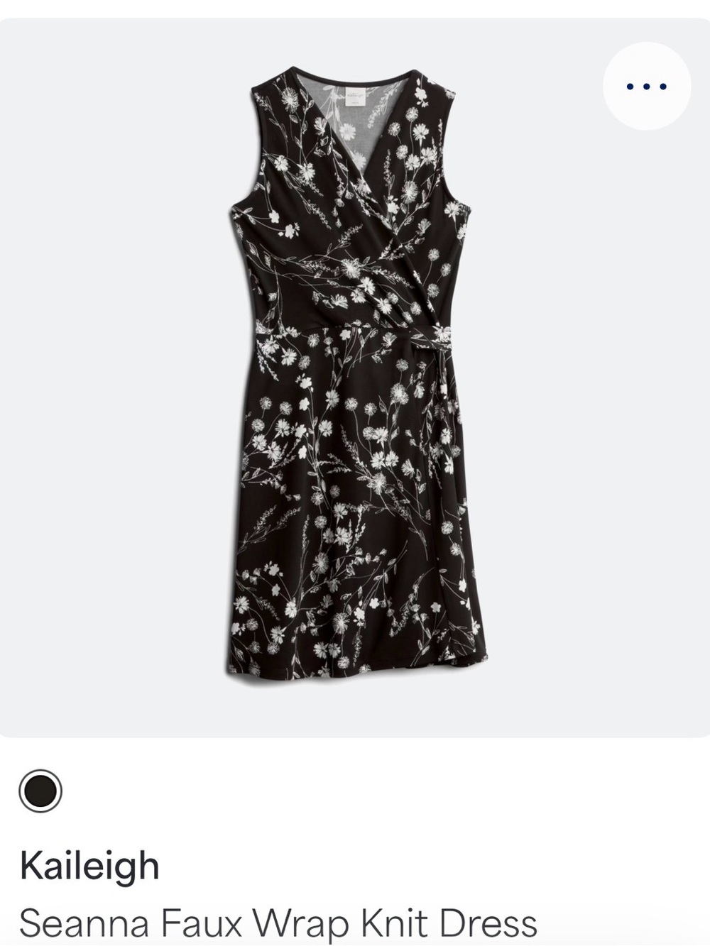 Kaileigh Black Floral Faux Wrap Dress NWT